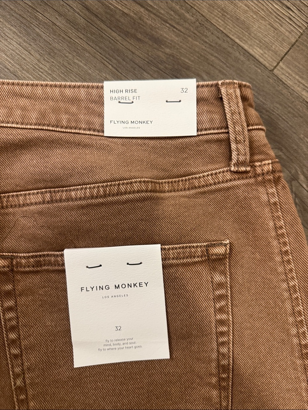 🆕 Flying Monkey High Rise Barrel Fit Cocoa Denim Jeans. 32. NWT!🔥🔥 - Picture 4 of 4